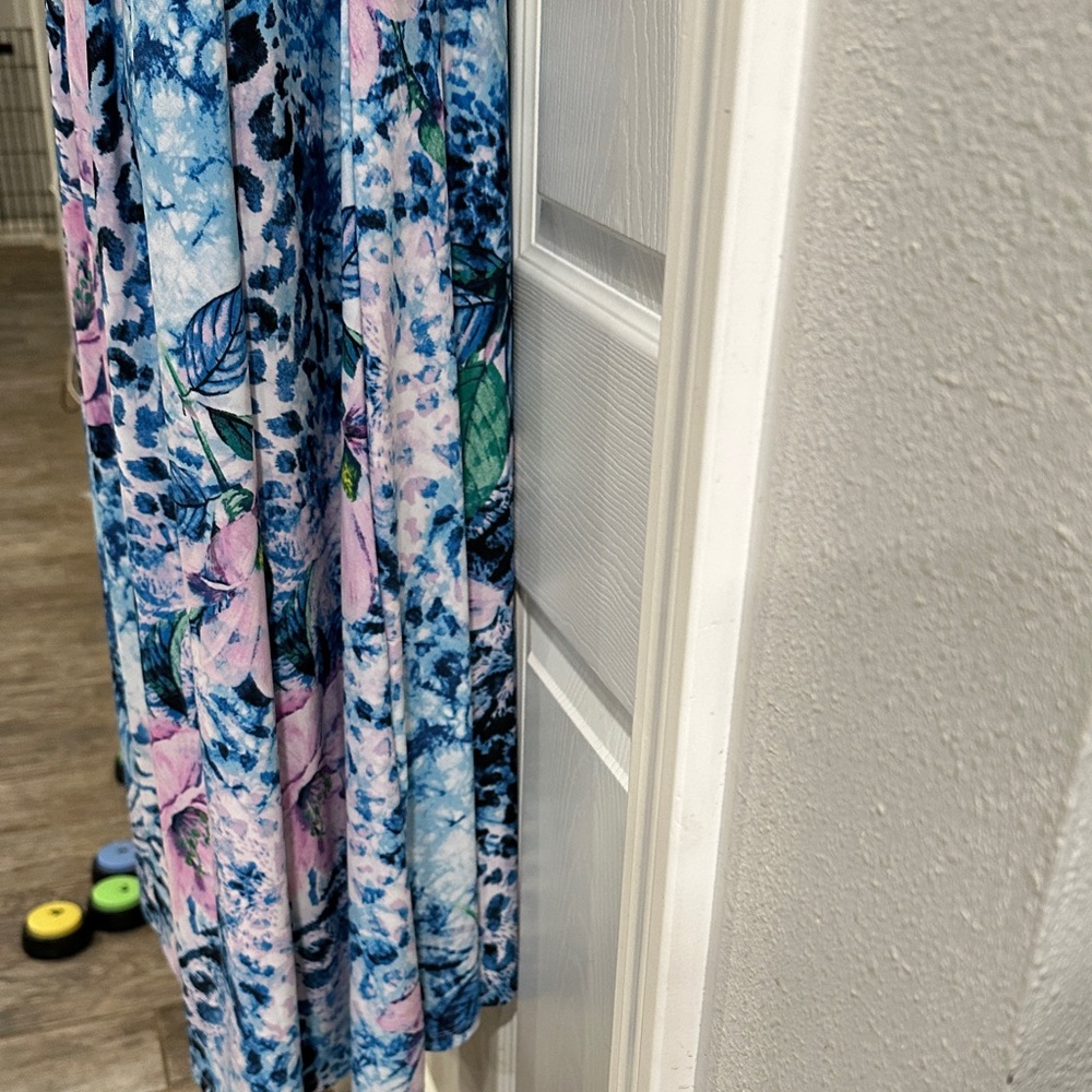 Attitudes by Renee Blue and Pink Patterned maxi Dress - Picture 15 of 15